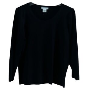 Vintage Laura Ashley Rayon Nylon Black Ribbed Sweater Size Large
